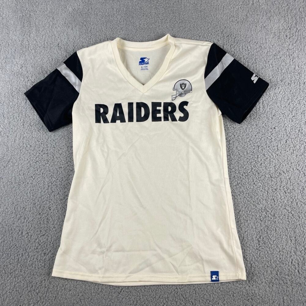 Starter Women's Small White NFL LV Raiders Polyester Short Sleeve Fan Shirt